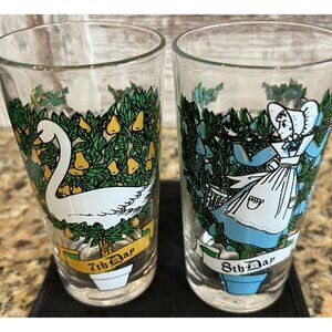 Vintage 12 Days of Christmas Glasses Days 7 and 8 Glassware By Brockway